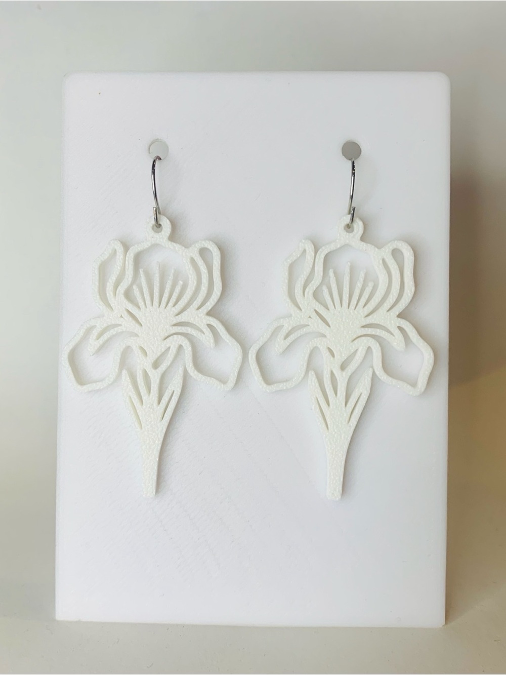 White Floral Cutout Drop Earrings - Brand